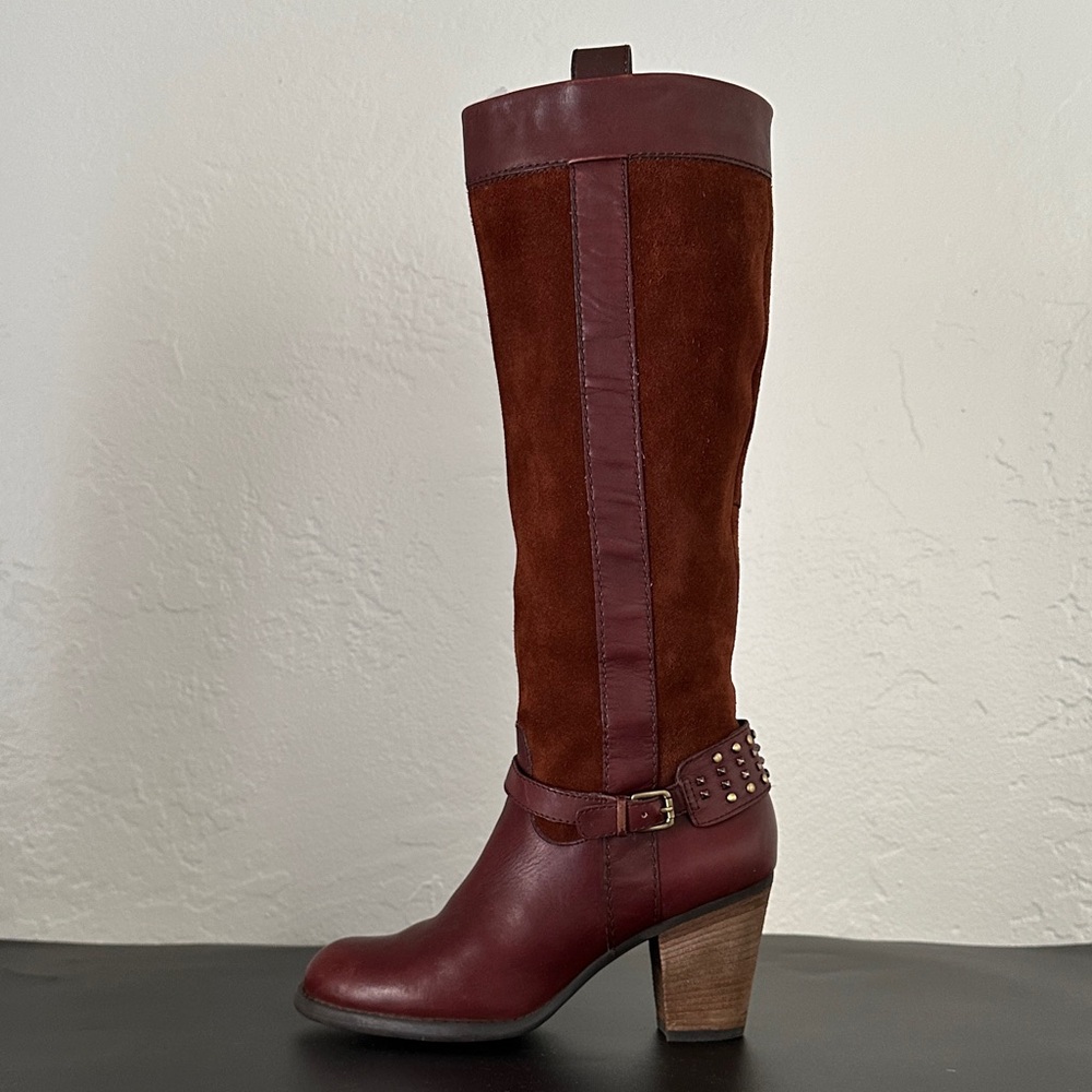 Naturalizer Glassy red brown Heeled tall riding Boots